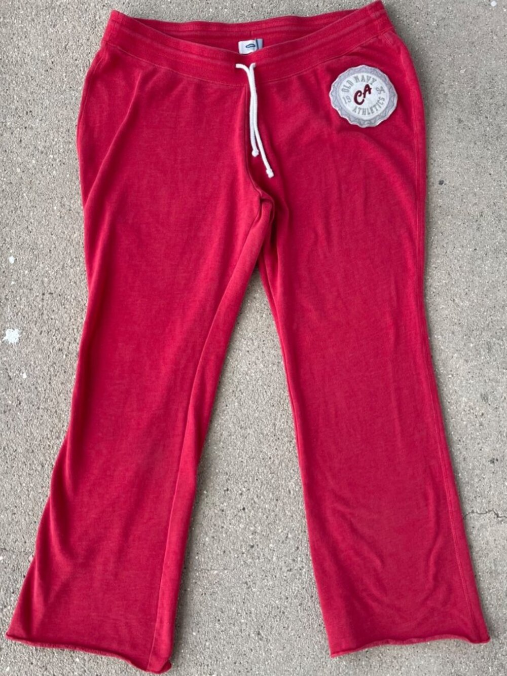 Y2K Old Navy Sweatpants Women XL Red Logo Low Rise Flare Lounge Athleisure Indie